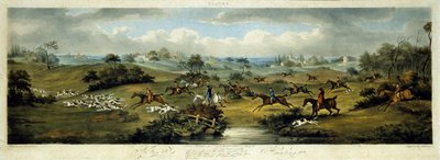 Tilki avı, plaka 2, Thomas Sutherland (1785-1838) 1817 (renkli taş) tarafından oyulmuş by Dean Snr. (after) Wolstenholme