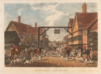 [Tilki avı] dörtlü set: Hertfordshire. 1. (Welwyn yakınlarındaki Whitewell) / Köy Manzarası - Tazıların Buluşması by Dean Wolstenholme