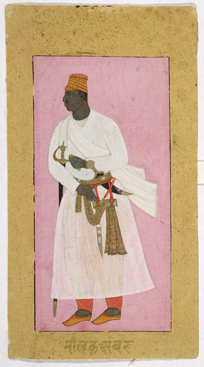 50.14/8 Devanagari'de yazılı Malik Ambar'ın portresi, 'Malik Ambar', Ahmadnagar by Deccani School