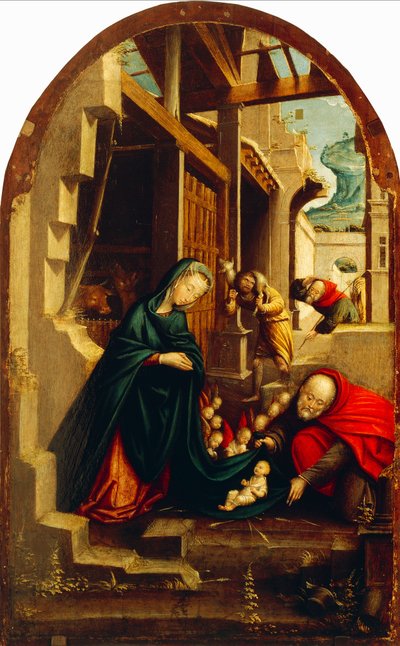 Sevgi dolu melekler ve çobanlarla Doğuş, Defendente Ferrari tarafından (1500-1535 dolaylarında aktif) by Defendente Ferrari