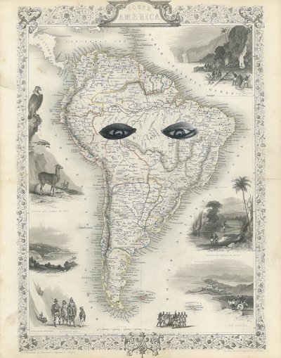 Sömürge Güney Amerika, 2017 (kağıt kesme kolajı) by Deirdre Kelly