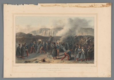 Beschieting van de Citadel, 1832 İhlal pili iş başında (nesne üzerinde başlık) Raffet tarafından Antwerp Kalesi kuşatması sırasında doğadan yapılmış çizimler (nesne üzerinde seri başlığı) by Denis Auguste Marie Raffet