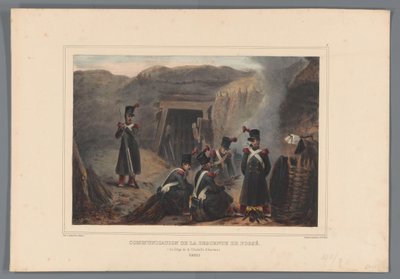 Militairen bij een mijngang, 1832 Hendek inişinin iletişimi (nesne üzerine başlık) Raffet tarafından Antwerp Kalesi kuşatması sırasında doğadan yapılan çizimler (nesne üzerine seri başlığı) by Denis Auguste Marie Raffet