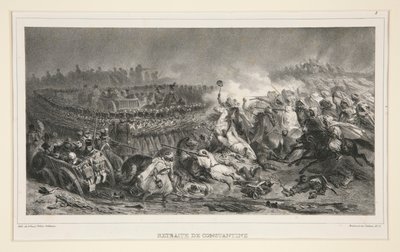 Retraite de Constantine adlı altı kişilik bir setten Arapların saldırısına direnen 2. Hafif Süvari by Denis Auguste Marie Raffet
