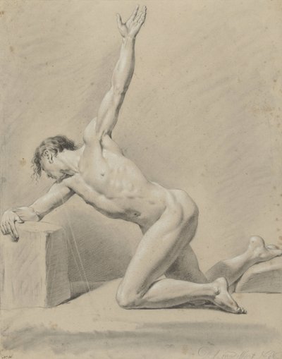Erkek çıplak, sol dizine çivilenmiş, yüzü sola dönük by Derk Anthony van de Wart