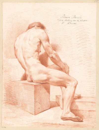 Oturan erkek çıplak, arkadan bakıldığında (1.lik ödülü 1790) by Derk Anthony van de Wart