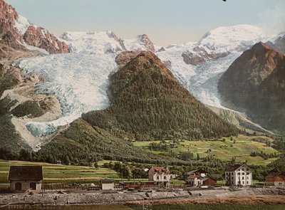 Chamonix istasyonu ve Glacier des Bossons, c.1890-1906 (fotokrom baskı) by Detroit Publishing Co.