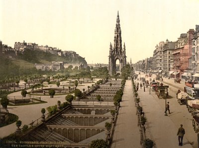 Princes Street, kale ve Scott Anıtı, Edinburgh, c.1890-1900 by Detroit Publishing Co.