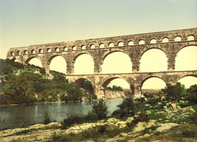 Agrippa, Nîmes, Fransa tarafından inşa edilen Gard üzerindeki Roma Köprüsü, c.1900 by Detroit Publishing Co.