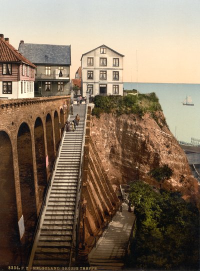 Büyük Merdiven, Helgoland, Almanya, Fotokrom Baskı, c.1900 by Detroit Publishing Co.