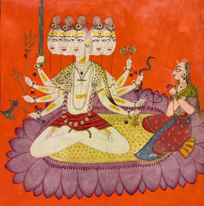 Parvati tarafından tapılan Sadashiva by Devidasa