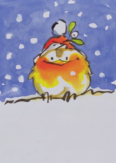 Noel Robin (kağıt üzerine tuvalet ve mürekkep) by Diane Matthes