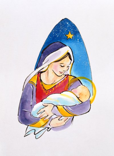 Madonna ve Çocuk, 1996 (wc) by Diane Matthes