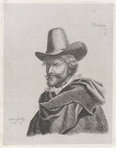 Pelerin ve silindir şapka ile Peter Paul Rubens portresi by Diederik Jan Singendonck