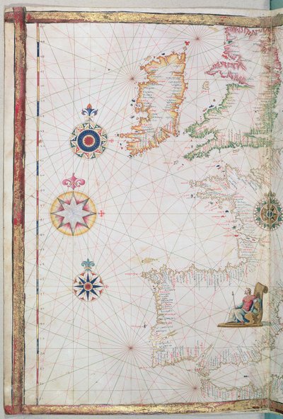 Britanya Adaları ve İberya, bir dünya atlasından detay, 1565 by Diego Homem