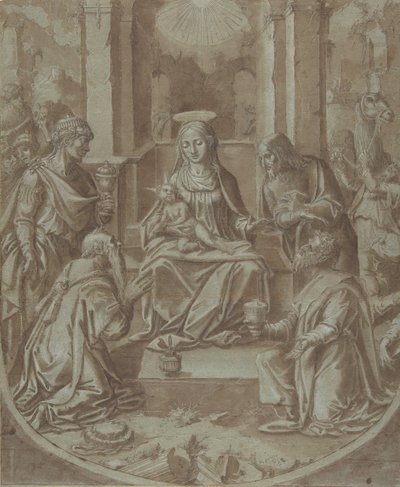 Bir Nakış için Magi Karikatürünün Hayranlığı, 1587-89. by Diego Lopez de Escuriaz.