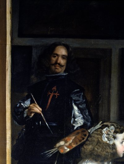 Las Meninas. Detay: Ressamın şövalesinin önünde otoportresi by Diego Rodriguez de Silva y Velazquez