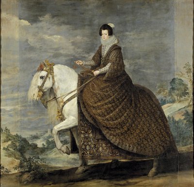 Bourbon Kraliçesi Elizabeth at sırtında by Diego Velázquez