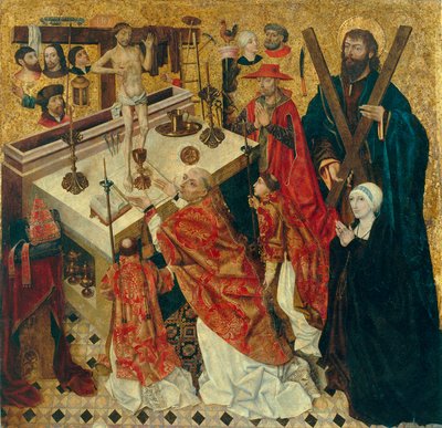 Messe de saint Gregoire - Büyük Aziz Gregory Ayini - Diego de la Cruz tarafından yapılan resim (aktif 1482-1500) - 1480