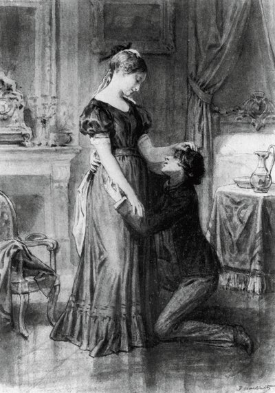 Alfred de Musset'nin (1810-1857) romanı Yüzyılın Çocuğunun İtirafı için İllüstrasyon, Diogene Ulyssee Napoleon Maillart'ın (1840-1926) çizimlerinden sonra gravür by Diogene Ulysse Napoleon Maillart