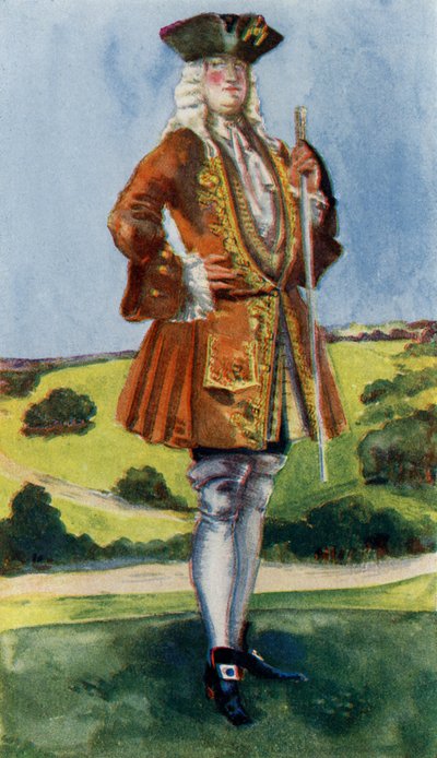 George I (1714-1727) saltanatında erkek kostümü by Dion Clayton Calthrop