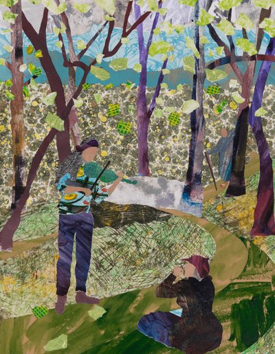 Kuş sesleriyle oynamak (kolaj) by Dione Verulam