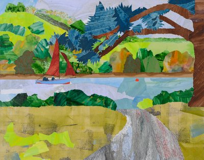 Eve yelken açmak, Cornwall, 2025 (kolaj) by Dione Verulam