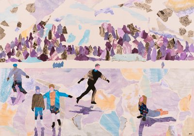 Skating en plein air, 2015 (kolaj) by Dione Verulam