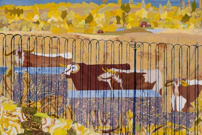 Susamış uzun boynuzlular, sıcak yaz (kolaj) by Dione Verulam