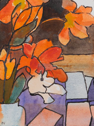 Laleler (suluboya ve mürekkep) by Dione Verulam