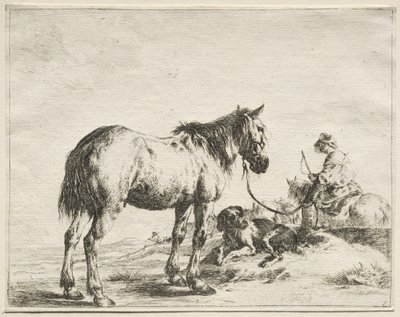Kazığa Bağlanmış Bir At by Dirck Stoop