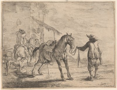 Bir Adamın Tuttuğu İşeme At by Dirck Stoop