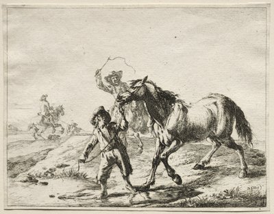 Bir atı içmeye götüren bir çocuk by Dirck Stoop