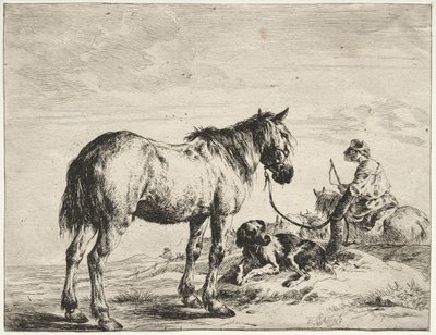 Bir direğe bağlı at. by Dirck Stoop
