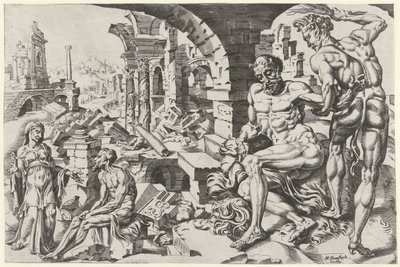 Eyüp Şeytan tarafından kırbaçlanır by Dirck Volckertsz. Coornhert (attributed to)
