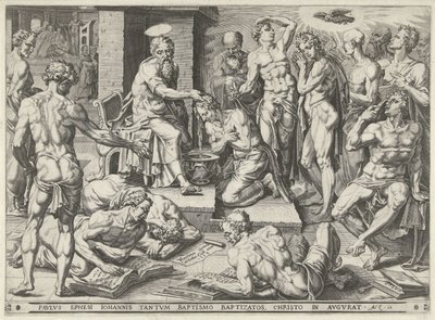 Pavlus Efes sakinlerini vaftiz ediyor by Dirck Volckertsz. Coornhert (attributed to)