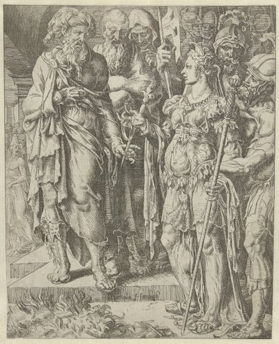 Tamar teminat gösterir Yahuda ve Tamar Tarihi (dizi başlığı) by Dirck Volckertsz. Coornhert (attributed to)