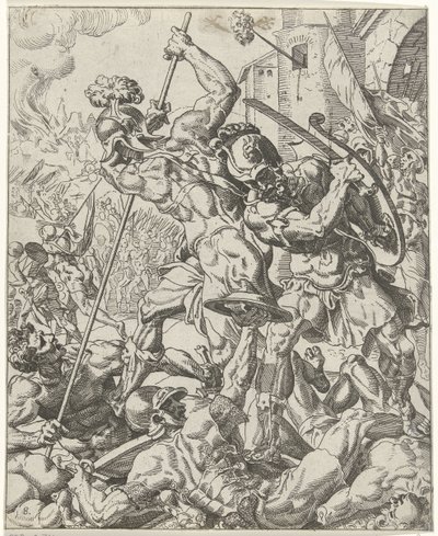 Asur ordusunun uçuşu Judit ve Holofernes (dizi adı) by Dirck Volckertsz. Coornhert (attributed to)