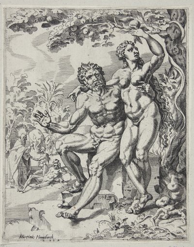 Adem ve Havva yasak meyveyi alıyor by Dirck Volckertsz. Coornhert