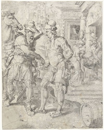 İyi Samaritan hancıya para ödüyor İyi Samiriyeli benzetmesi (dizi başlığı) by Dirck Volckertsz. Coornhert