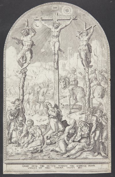 İsa iki hırsız arasında çarmıhta by Dirck Volckertsz. Coornhert