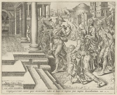 Hasta ve fakirlere davet Bir Düğün Bayramı benzetmesi (dizi adı) by Dirck Volckertsz. Coornhert