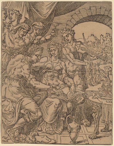 Müsrif Oğul, Mirasını Fahişeler Üzerinde Boşa Harcayan by Dirck Volckertz Coornhert after Maerten van Heemskerck