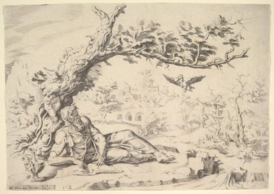 İlyas, Kuzgunlar Tarafından Beslendi, 1549. by Dirck Volkertsen Coornhert