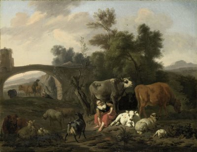 Çoban ve Sığırlarla Manzara by Dirck van Bergen