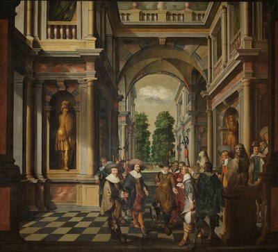 Yedi Parçalı Dekoratif Bir Dizi: Bir Galeri by Dirck van Delen