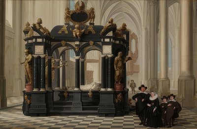Eine Familie am Grab des Prinzen William I. in der Nieuwe Kerk, Delft. 1645 by Dirck van Delen