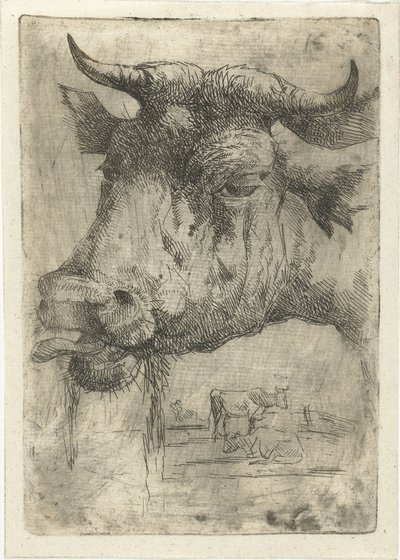 Dilini çıkarmış bir ineğin başı by Dirk Dirksen
