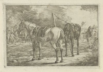 Bir ordu kampında iki eyerli at by Dirk Langendijk
