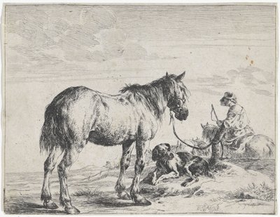 Bir direğe bağlı at Atlar (dizi adı) by Dirk Stoop